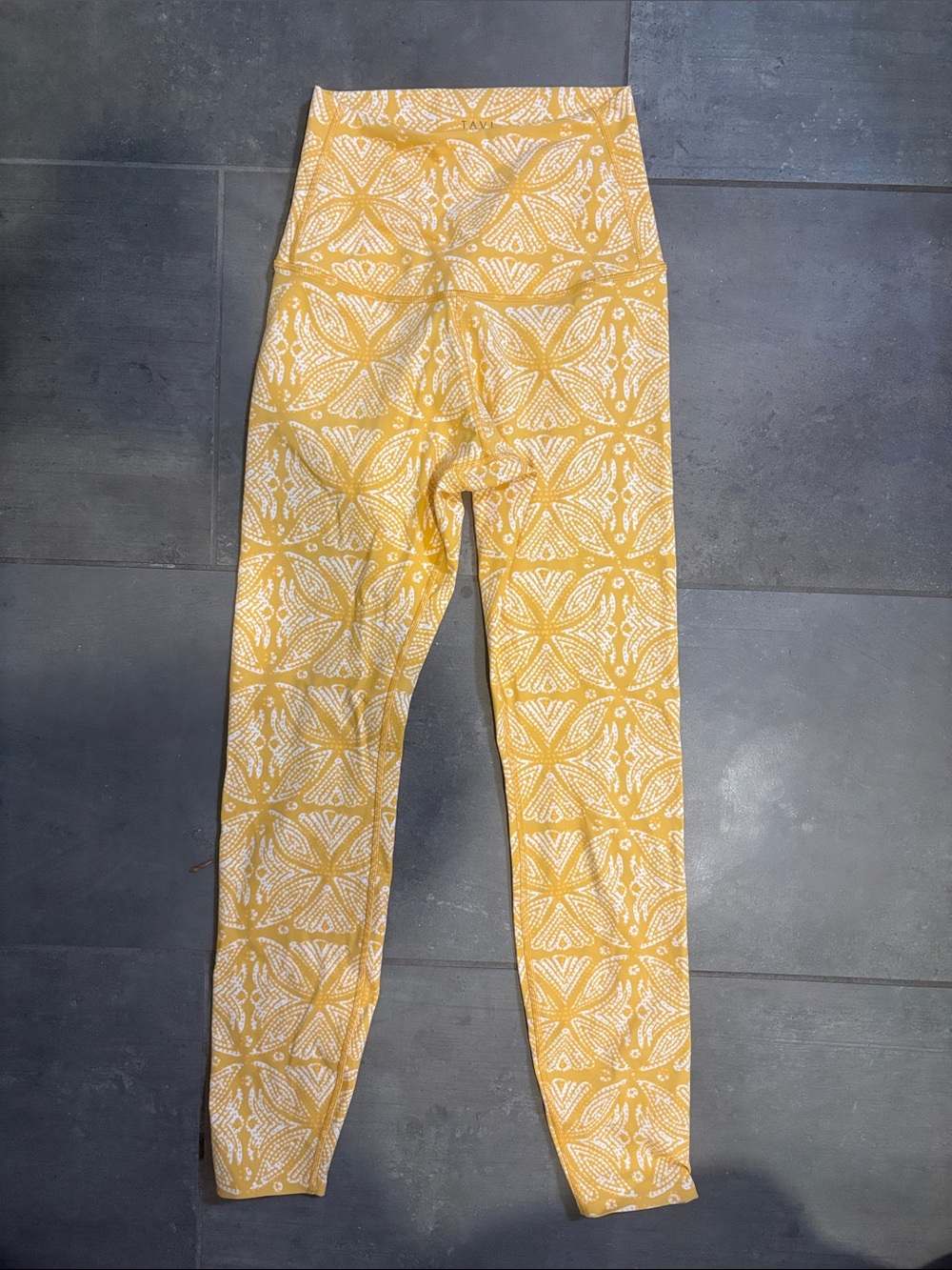 High-Rise Yellow Patterned Leggings for Women